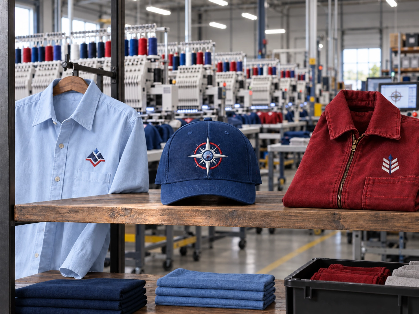 Custom embroidered apparel and headwear
