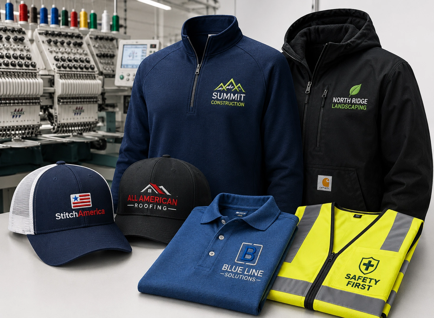 Custom embroidered apparel and headwear