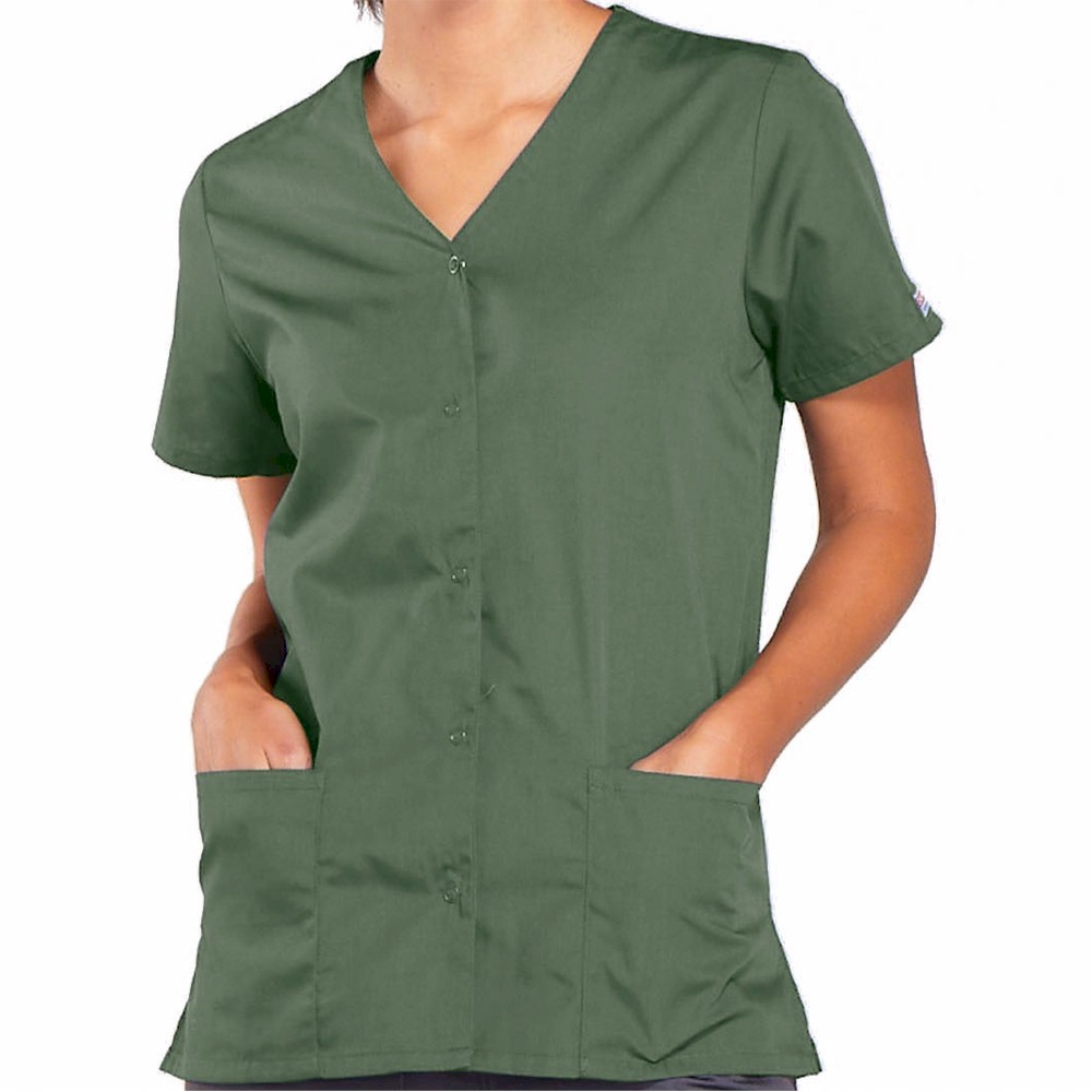 Cherokee LADIES' Snap Front Scrub Top