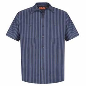 Red Kap LONG S/S Striped Industrial Work Shirt