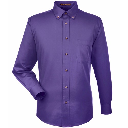 Harriton Long-Sleeve Twill Shirt with Stain 