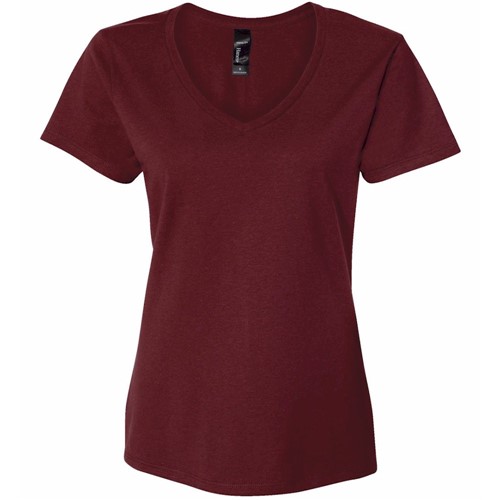 Hanes LADIES' 4.5 oz.Cotton V-Neck T-Shirt